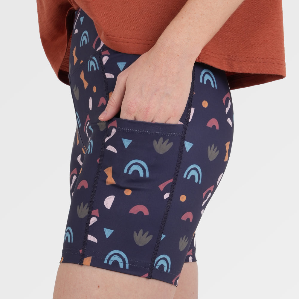 Womens Genesee 7 Inch Tight Shorts (Wild Fragments/Maritime Blue) ‡S;173cm