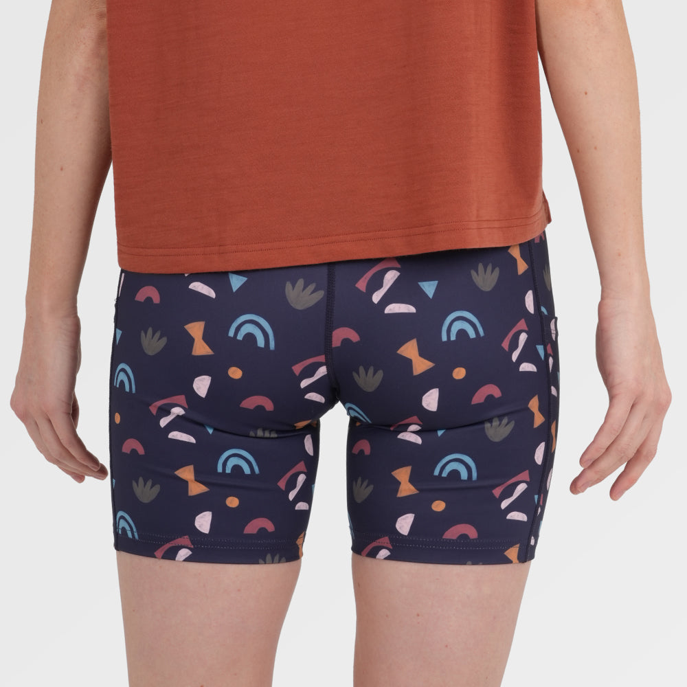 Womens Genesee 7 Inch Tight Shorts (Wild Fragments/Maritime Blue) ‡S;173cm