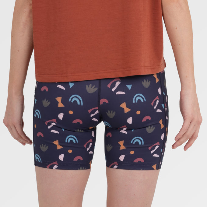 Womens Genesee 7 Inch Tight Shorts (Wild Fragments/Maritime Blue) ‡S;173cm