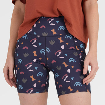 Womens Genesee 7 Inch Tight Shorts (Wild Fragments/Maritime Blue) ‡S;173cm