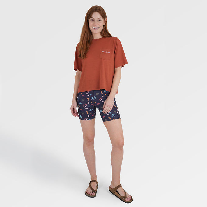 Womens Genesee 7 Inch Tight Shorts (Wild Fragments/Maritime Blue) ‡S;173cm