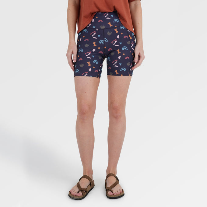 Womens Genesee 7 Inch Tight Shorts (Wild Fragments/Maritime Blue) ‡S;173cm