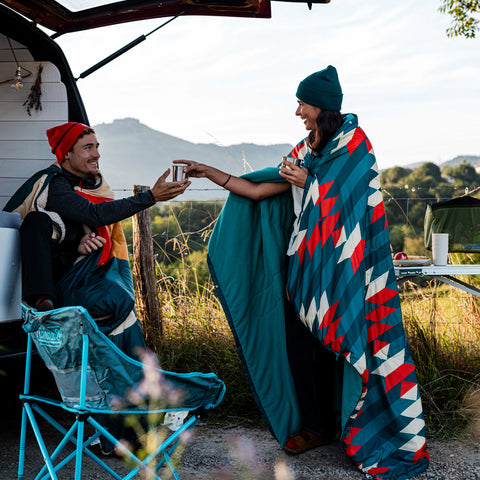 Estrela Aztec Fleece Blanket (Petrol) @75