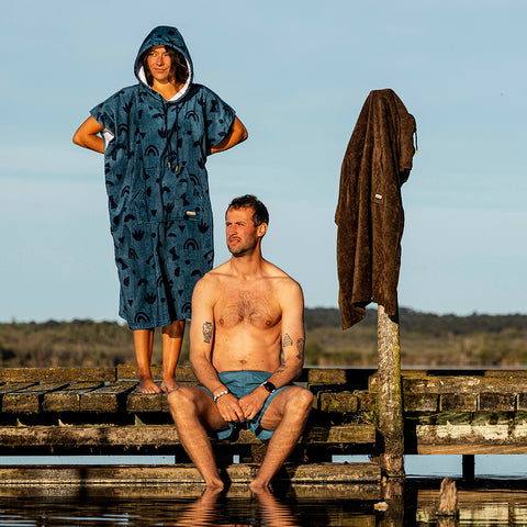 Gannett Organic Cotton Towel Robe (Blue Fusion/Maritime Blue Print)