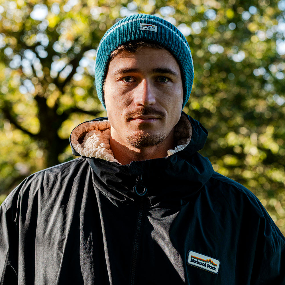 Gardoria Merino Blend Cable Rib Knit Beanie (Atlantic Deep/Slate)