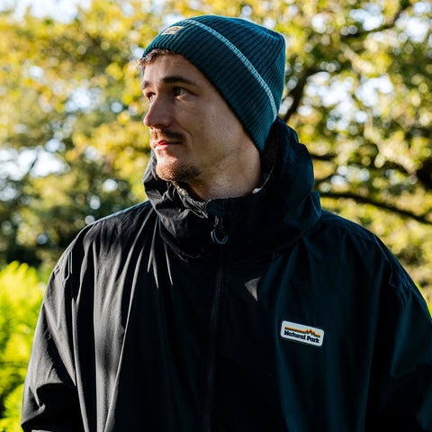 Gardoria Merino Blend Cable Rib Knit Beanie (Atlantic Deep/Slate)