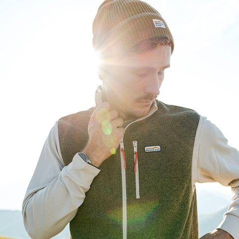 Gardoria Merino Blend Cable Rib Knit Beanie (Dark Olive/Mermaid)