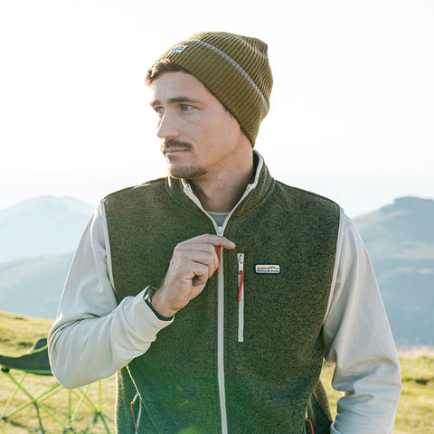 Gardoria Merino Blend Cable Rib Knit Beanie (Dark Olive/Mermaid)