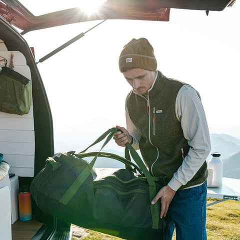 Gardoria Merino Blend Cable Rib Knit Beanie (Dark Olive/Mermaid)