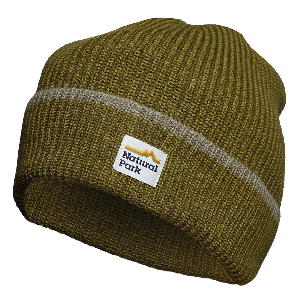 Gardoria Merino Blend Cable Rib Knit Beanie (Dark Olive/Mermaid) #contain