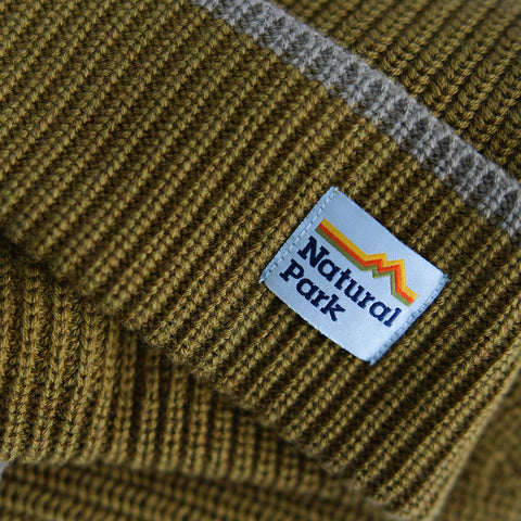 Gardoria Merino Blend Cable Rib Knit Beanie (Dark Olive/Mermaid)