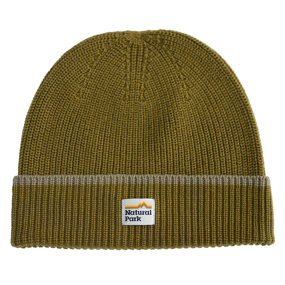Gardoria Merino Blend Cable Rib Knit Beanie (Dark Olive/Mermaid) #contain