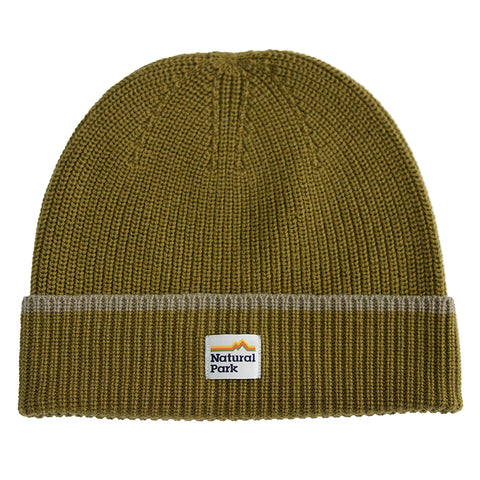 Gardoria Merino Blend Cable Rib Knit Beanie (Dark Olive/Mermaid) #contain