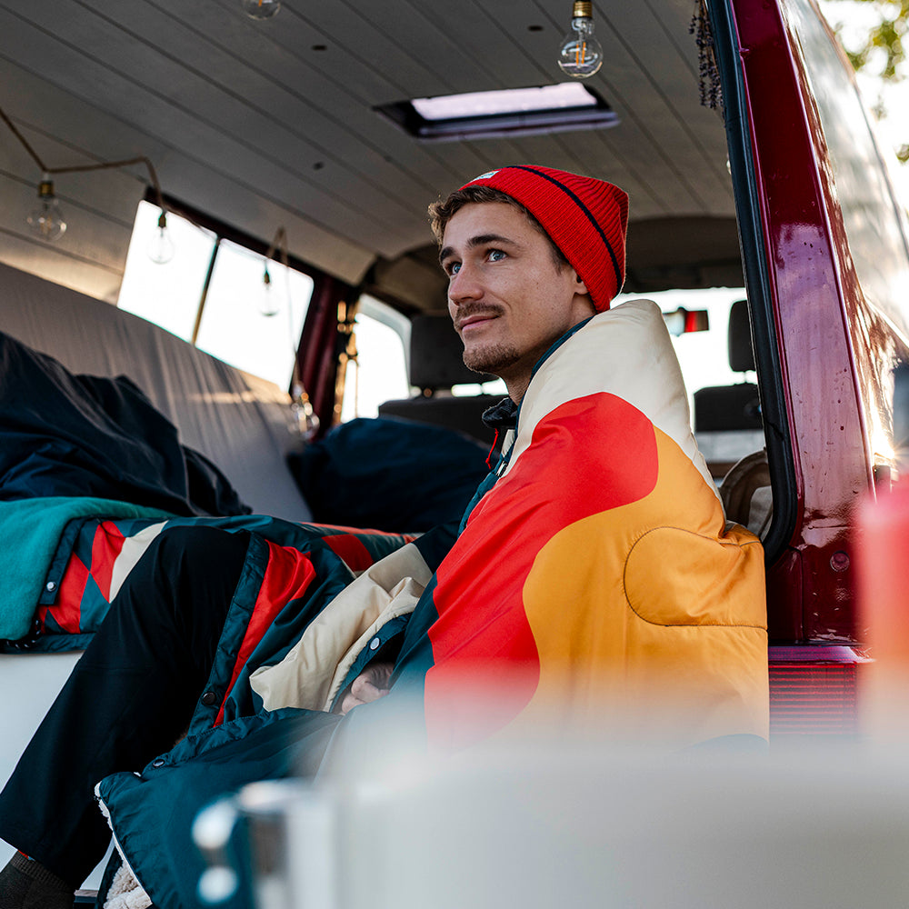 Gardoria Merino Blend Cable Rib Knit Beanie (Pureed Pumpkin/Maritime)