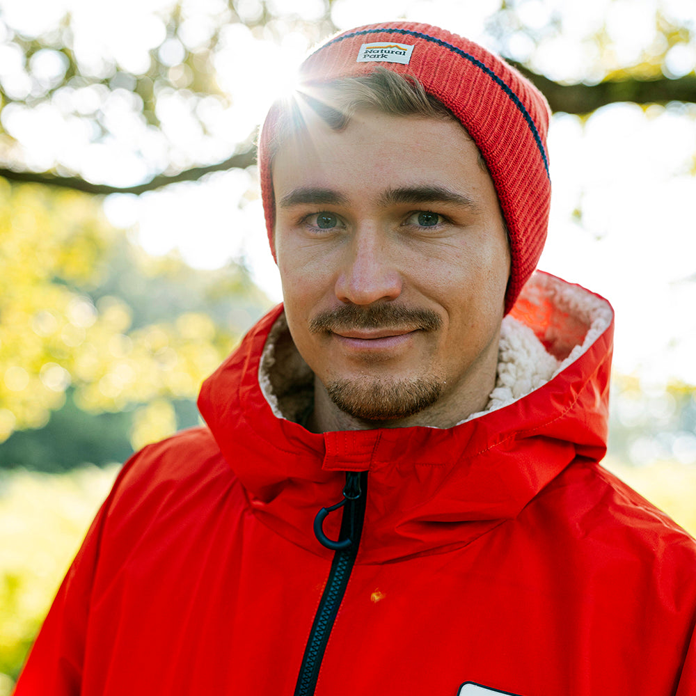 Gardoria Merino Blend Cable Rib Knit Beanie (Pureed Pumpkin/Maritime)