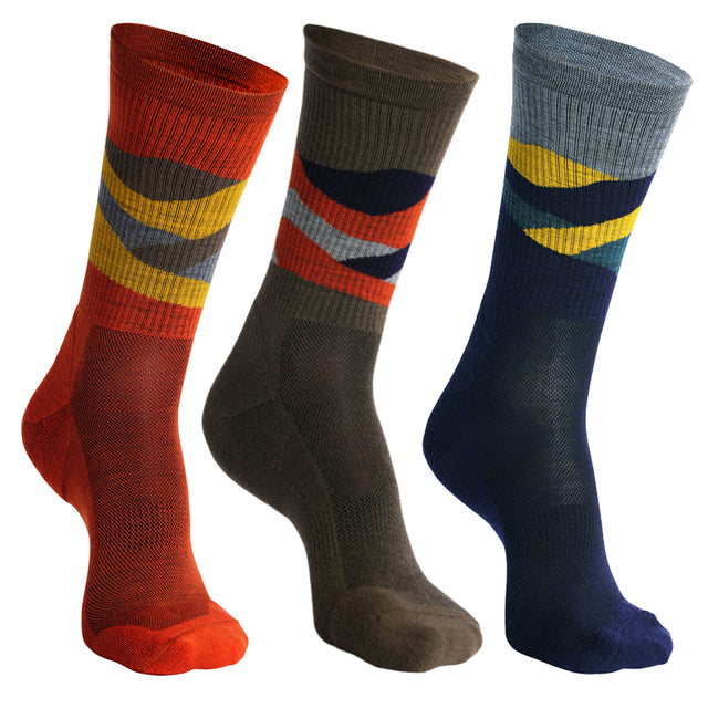 Unisex Merino Blend Hillscape Socks 3 Pack (Multi) #contain