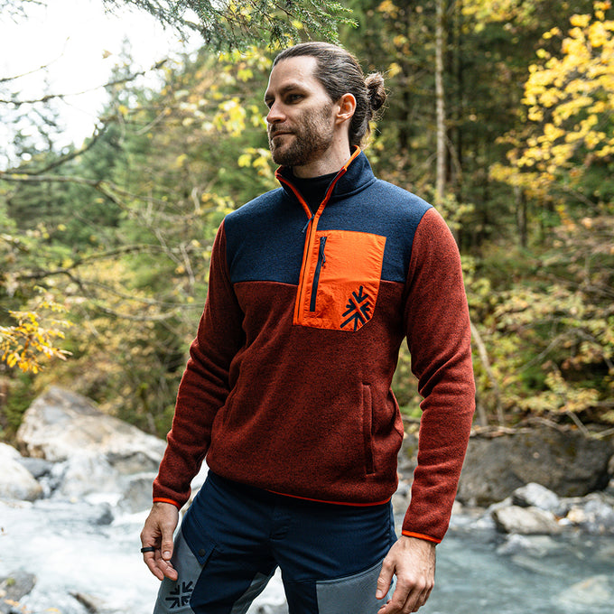 Mens Arcas Half Zip Knitted Fleece Pullover (Syrah) §M;186cm
