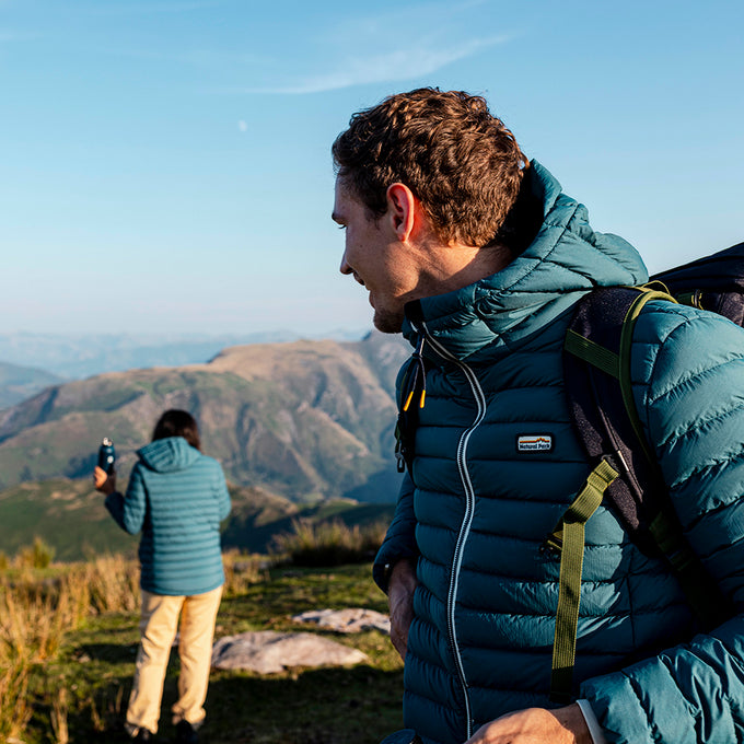 Mens Feathertop Hooded Down Jacket (Atlantic Deep) §M;183cm