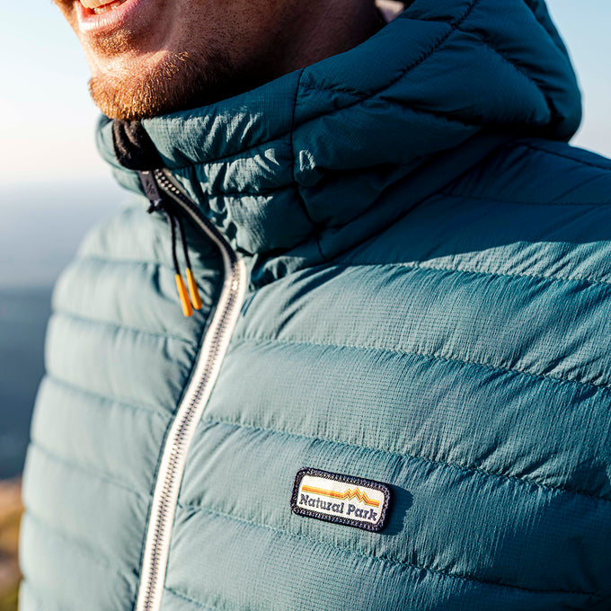 Mens Feathertop Hooded Down Jacket (Atlantic Deep) §M;183cm