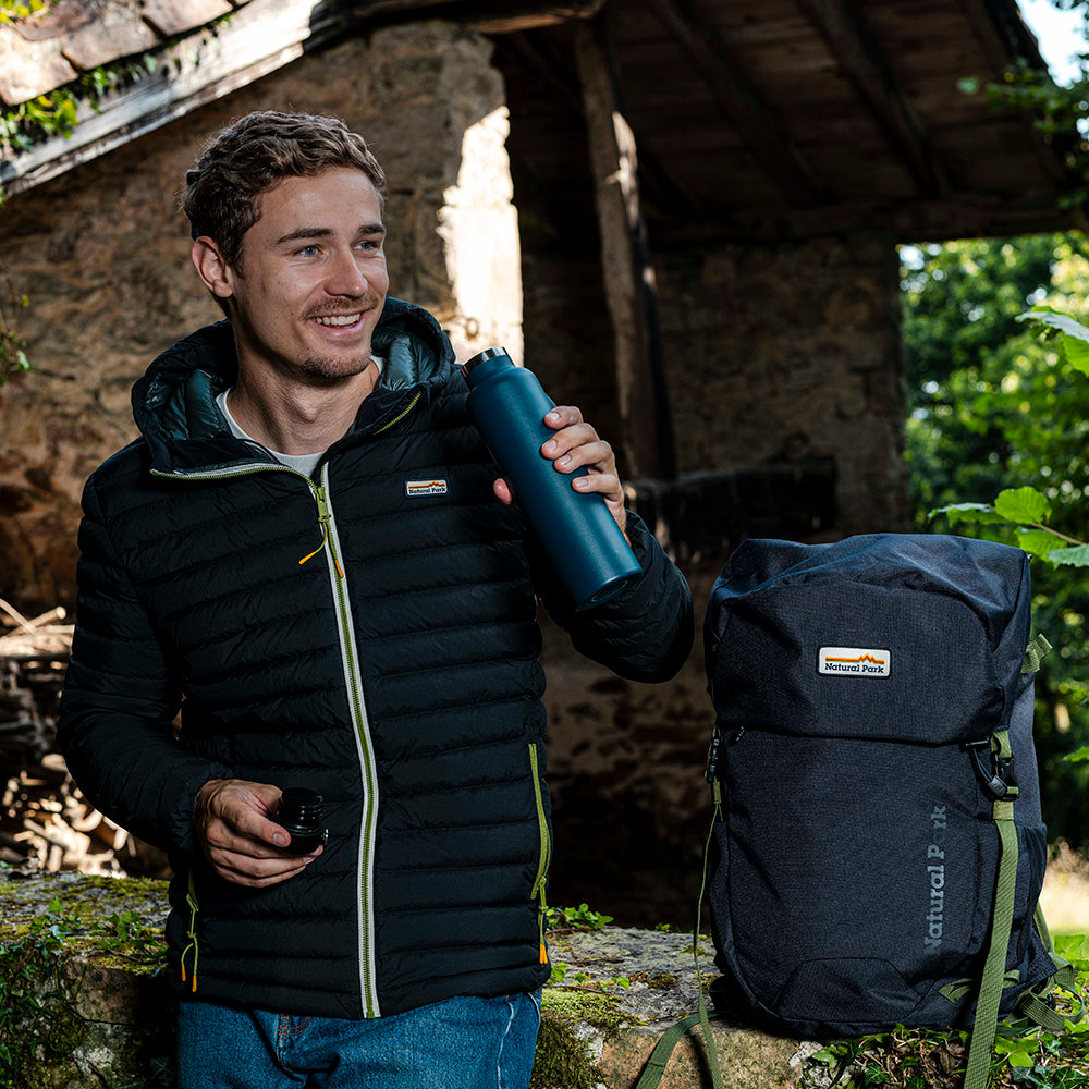 Mens Feathertop Hooded Down Jacket (Black) @0