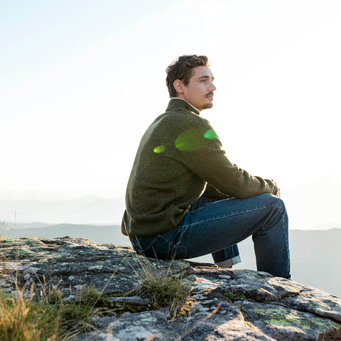 Mens Frissell Half Zip Sweater Fleece (Dark Olive Melange)