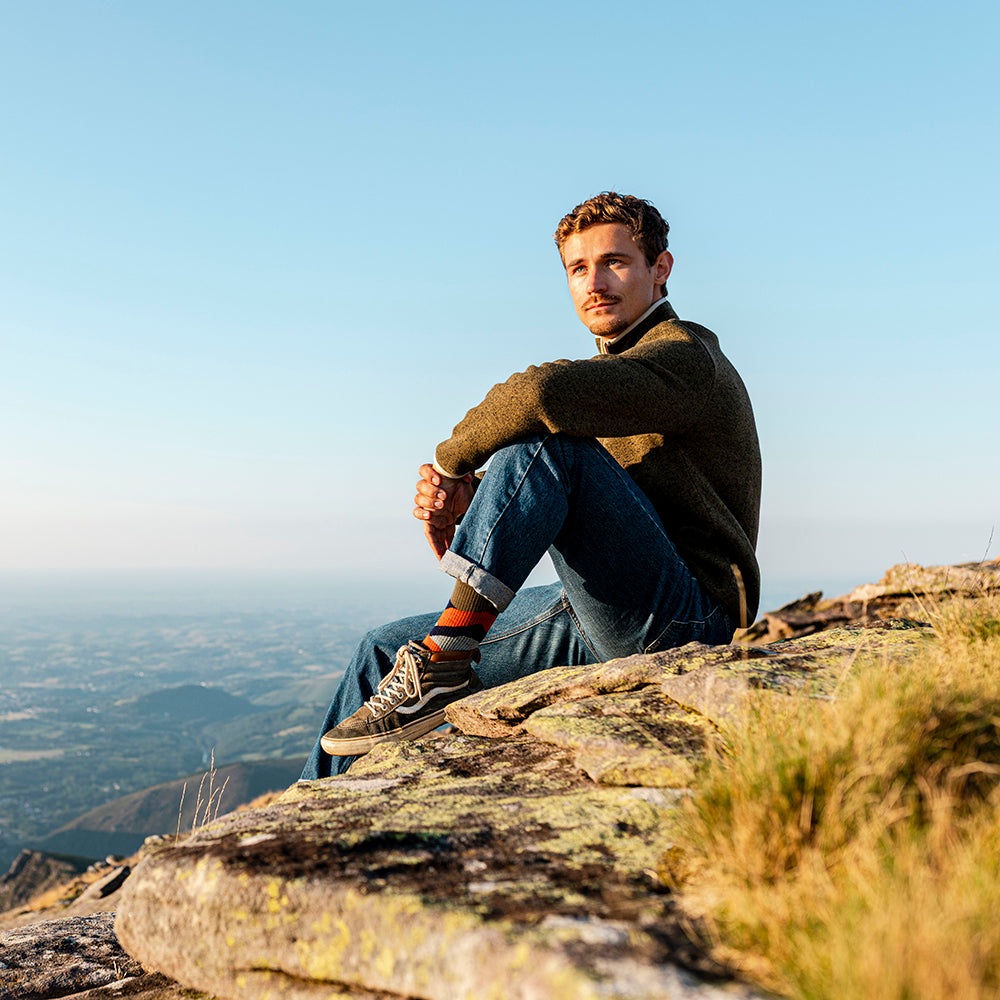 Mens Frissell Half Zip Sweater Fleece (Dark Olive Melange)