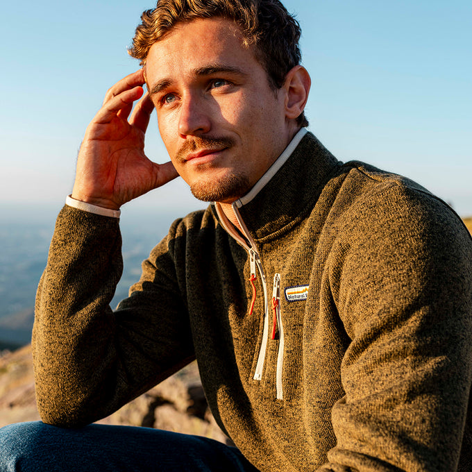 Mens Frissell Half Zip Sweater Fleece (Dark Olive Melange) §M;183cm