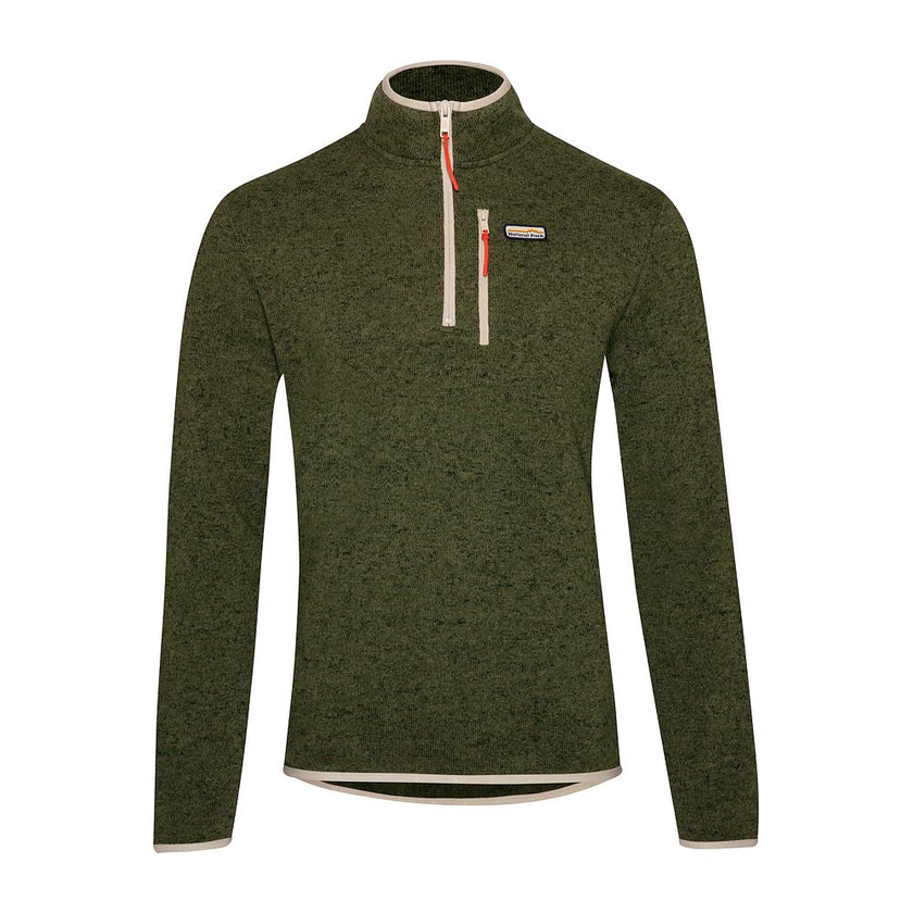 Mens Frissell Half Zip Sweater Fleece (Dark Olive Melange) #contain