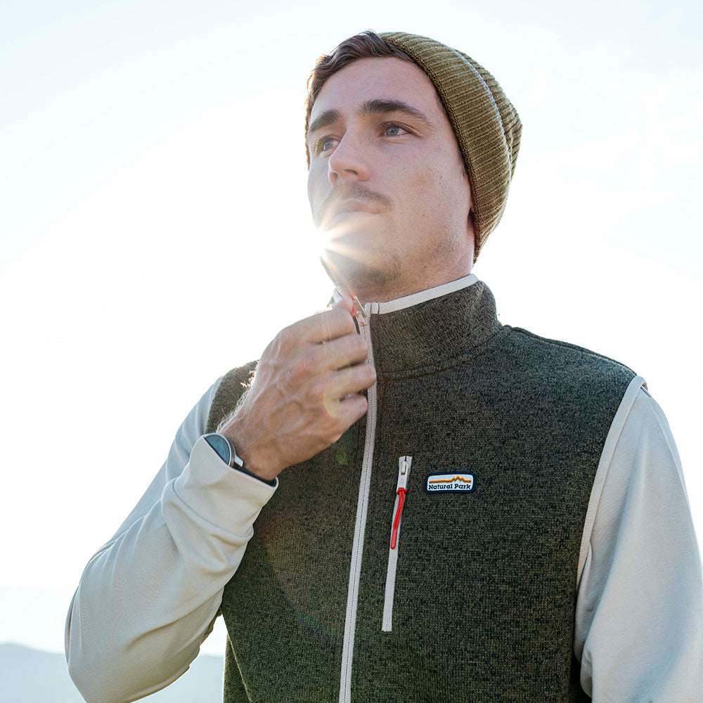 Mens Frissell Gilet Sweater Fleece (Dark Olive Melange) · Natural Park