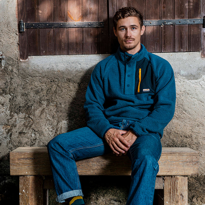 Mens Fryatt Sherpa Fleece Pullover (Dark Denim) §M;183cm