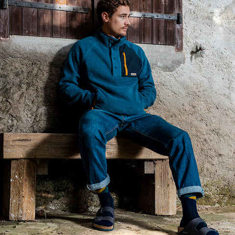 Mens Fryatt Sherpa Fleece Pullover (Dark Denim)