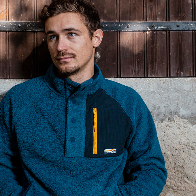 Mens Fryatt Sherpa Fleece Pullover (Dark Denim) §M;183cm