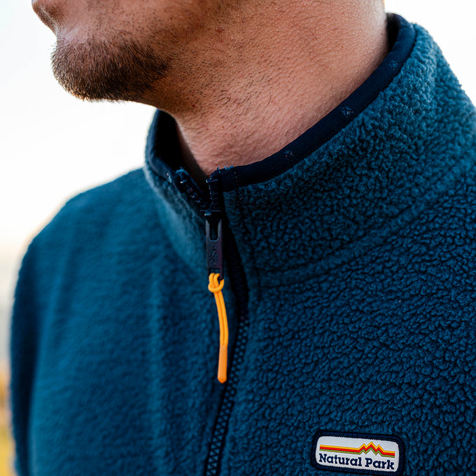 Mens Fryatt Full Zip Sherpa Fleece (Dark Denim) §M;183cm