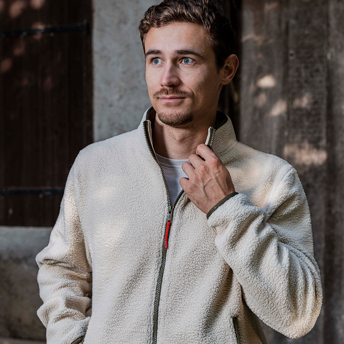 Mens Fryatt Full Zip Sherpa Fleece (Feather Grey) §M;183cm