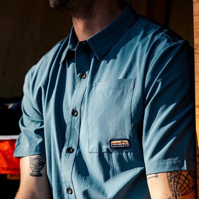 Mens Greenstone Lightweight Short Sleeve Shirt (Blue Fusion) §M;189cm
