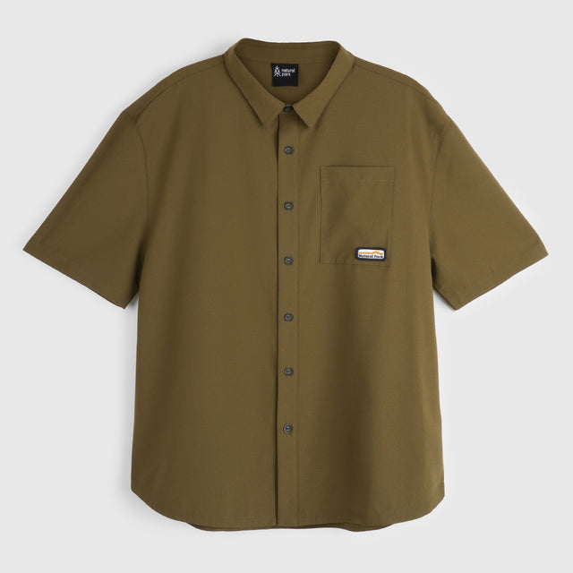 Mens Greenstone Lightweight Short Sleeve Shirt (Dark Olive) #contain