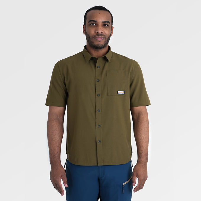 Mens Greenstone Lightweight Short Sleeve Shirt (Dark Olive) §M;183cm