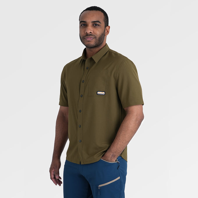 Mens Greenstone Lightweight Short Sleeve Shirt (Dark Olive) §M;183cm