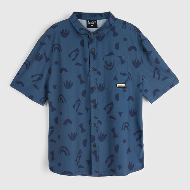 Mens Greenstone Lightweight Short Sleeve Shirt (Wild Fragments/Moonlit Ocean) #contain