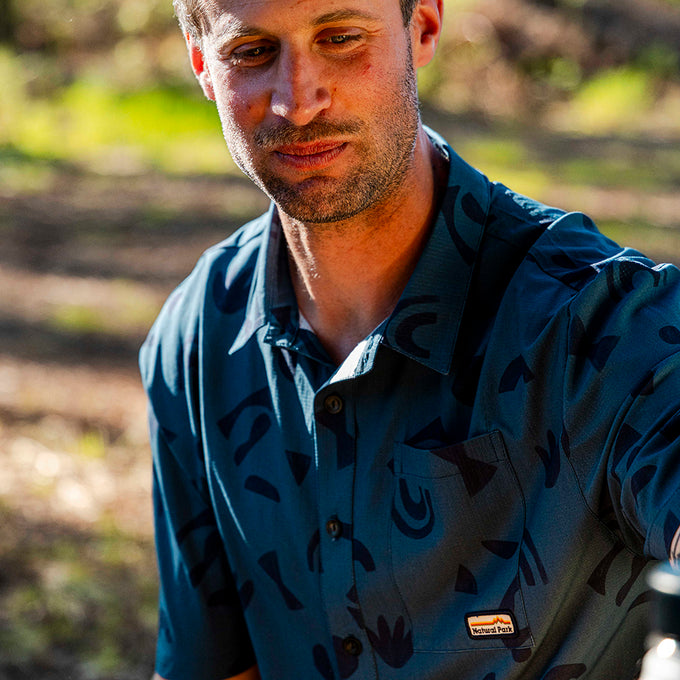 Mens Greenstone Lightweight Short Sleeve Shirt (Wild Fragments/Moonlit Ocean) §M;189cm