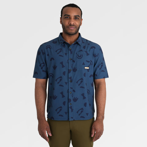 Mens Greenstone Lightweight Short Sleeve Shirt (Wild Fragments/Moonlit Ocean) ‡M;183cm