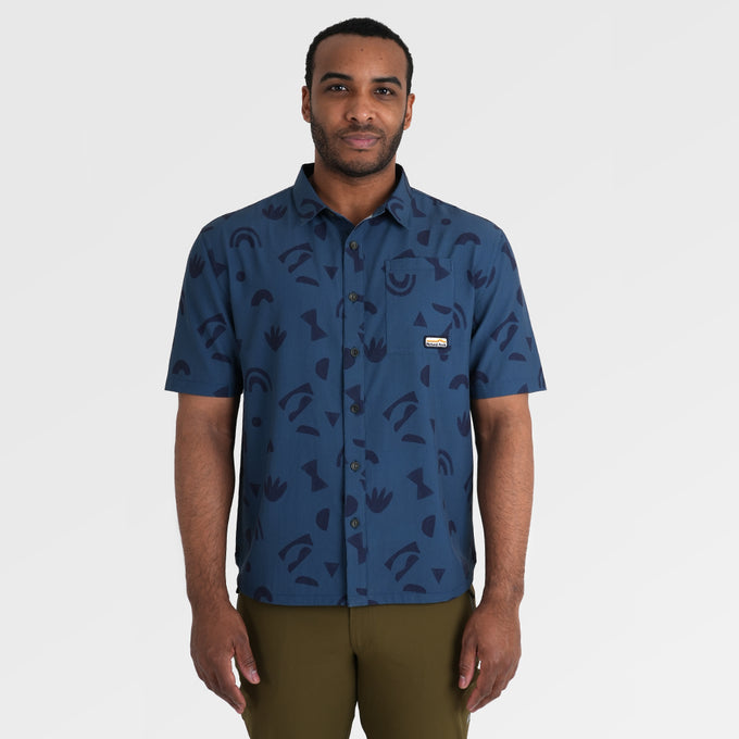 Mens Greenstone Lightweight Short Sleeve Shirt (Wild Fragments/Moonlit Ocean) ‡M;183cm