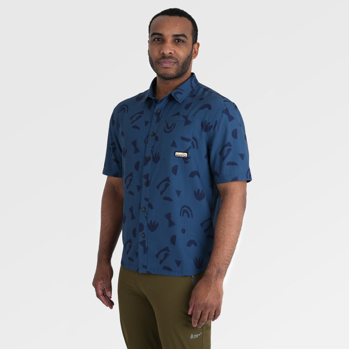 Mens Greenstone Lightweight Short Sleeve Shirt (Wild Fragments/Moonlit Ocean) ‡M;183cm