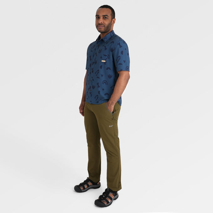 Mens Greenstone Lightweight Short Sleeve Shirt (Wild Fragments/Moonlit Ocean) ‡M;183cm