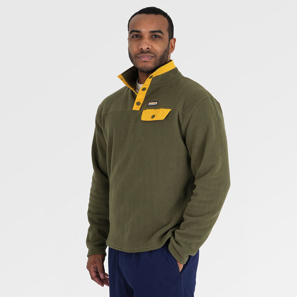 Mens Grinnell Snap Pullover Fleece (Kalamata/Gold Fusion) §M;183cm