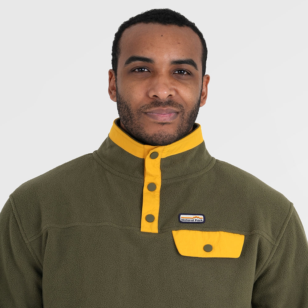 Mens Grinnell Snap Pullover Fleece (Kalamata/Gold Fusion) §M;183cm