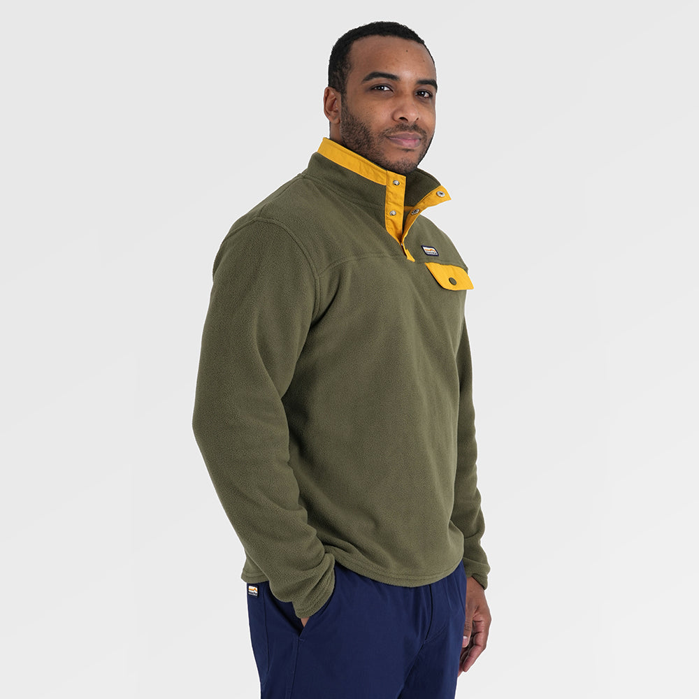 Mens Grinnell Snap Pullover Fleece (Kalamata/Gold Fusion) §M;183cm