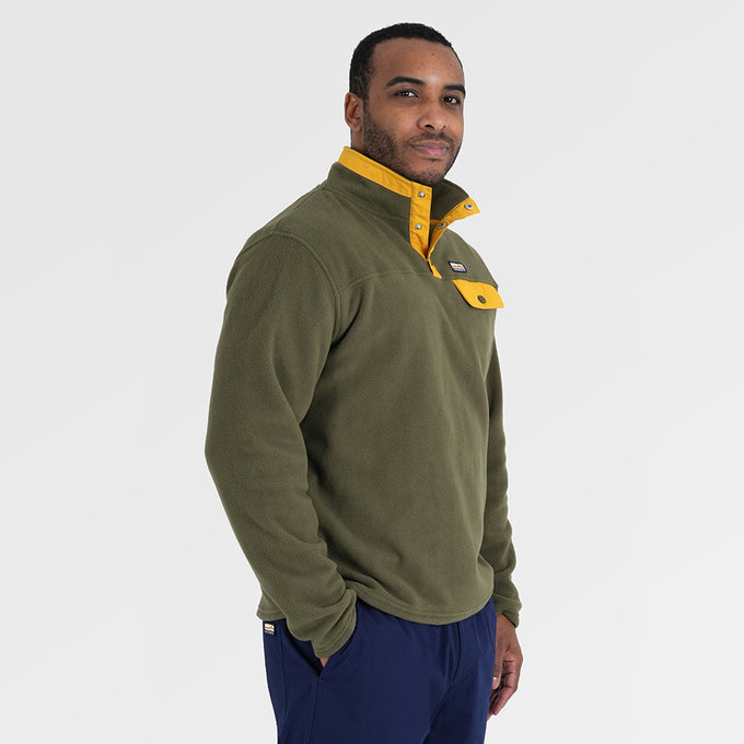 Mens Grinnell Snap Pullover Fleece (Kalamata/Gold Fusion) §M;183cm