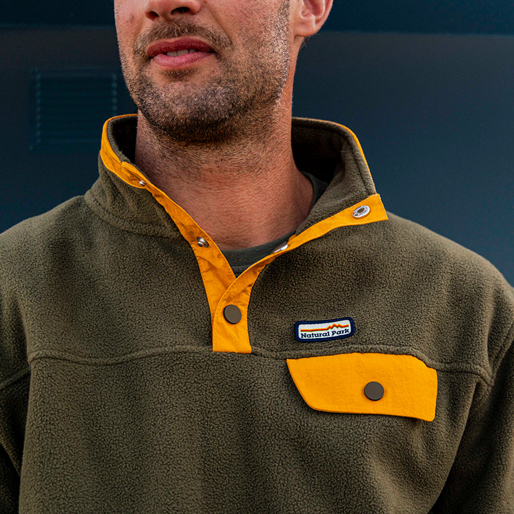 Mens Grinnell Snap Pullover Fleece (Kalamata/Gold Fusion) ‡M;189cm