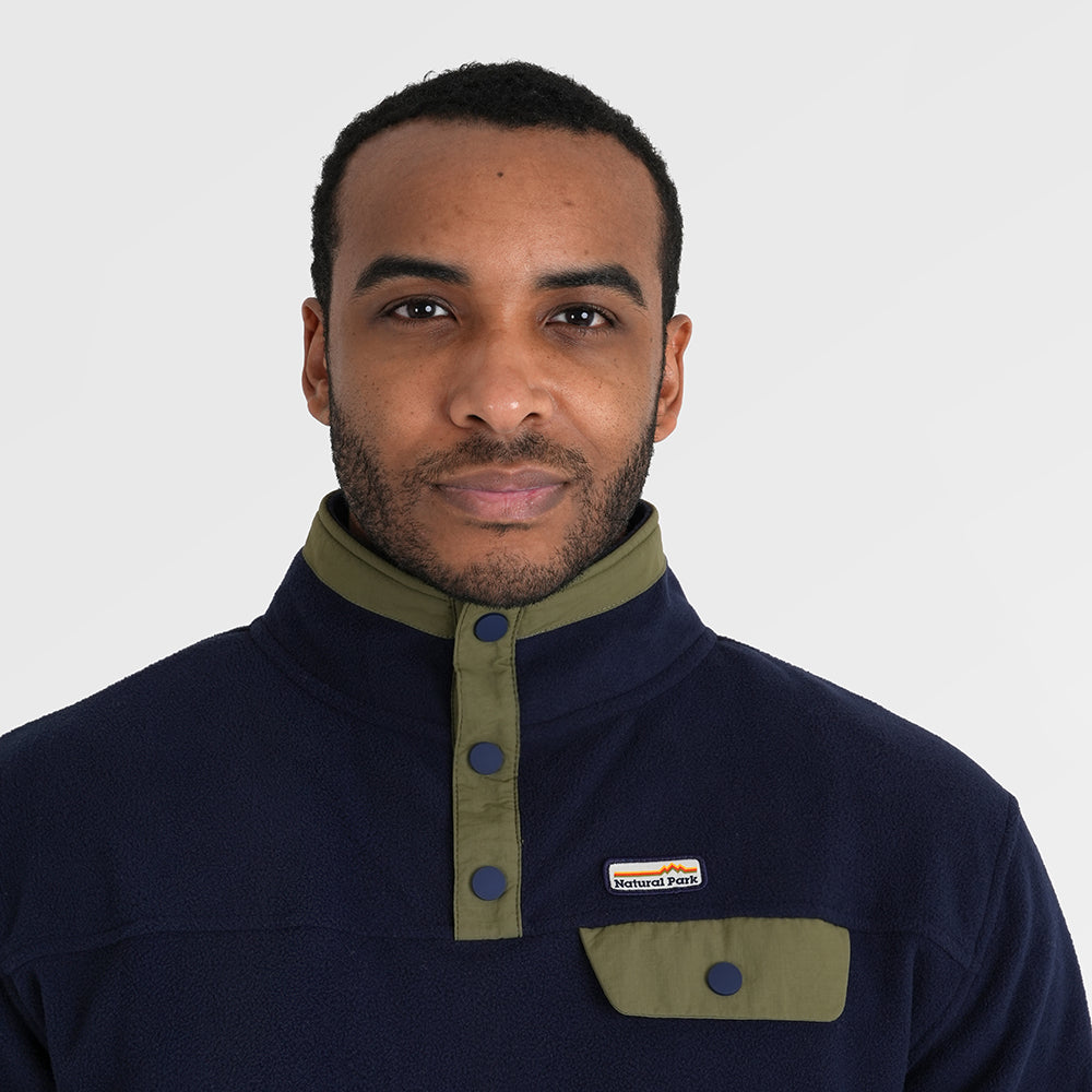 Mens Grinnell Snap Pullover Fleece (Maritime Blue/Kalamata) §M;183cm